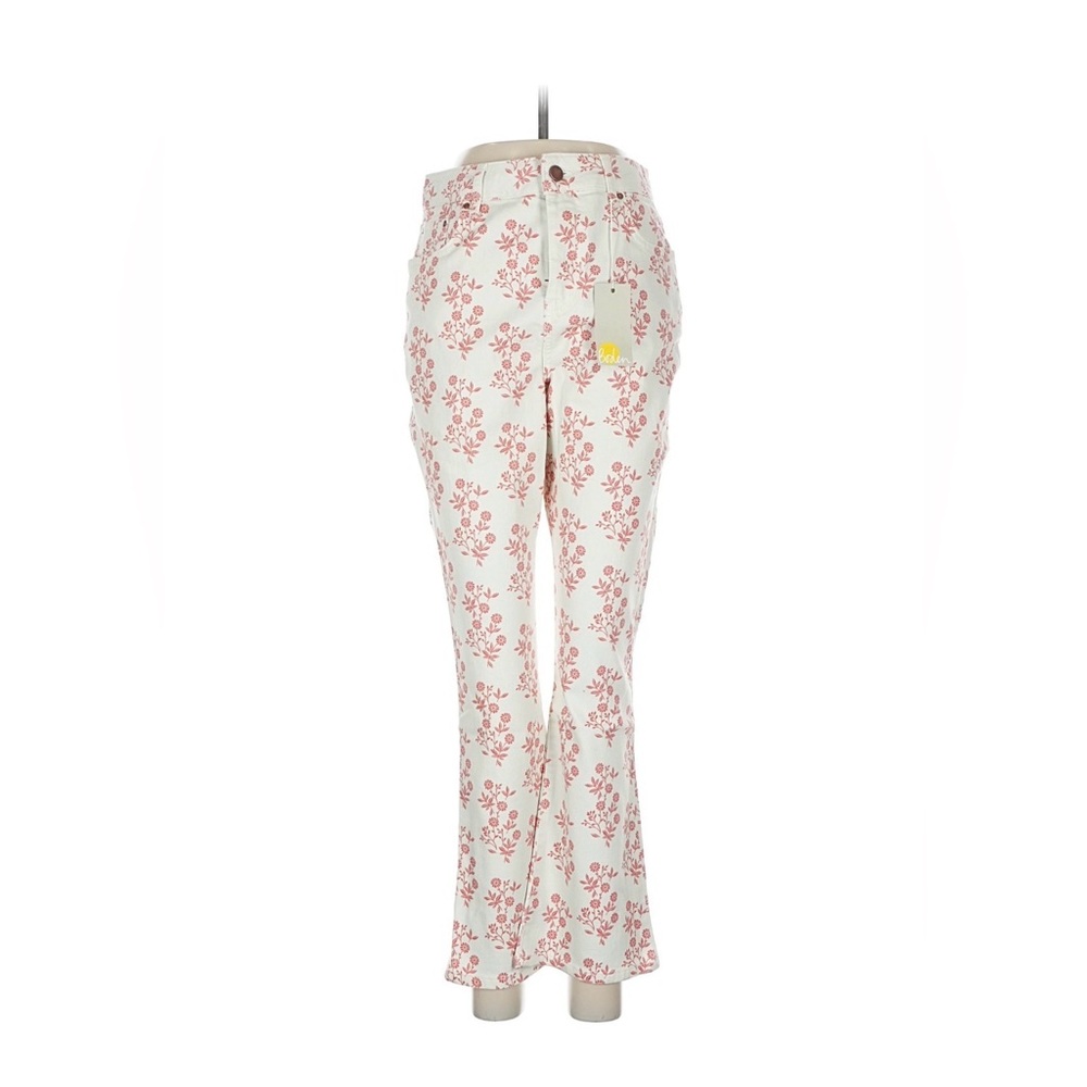 Boden Red Floral Print Denim Pants